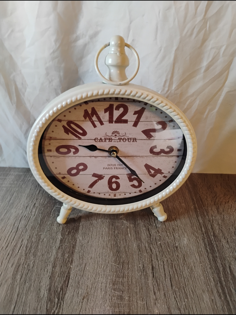 Quartz Cafe De La Tour Metal Vintage Table Clock